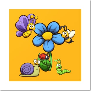 Cute Cartoon Insects Posters and Art